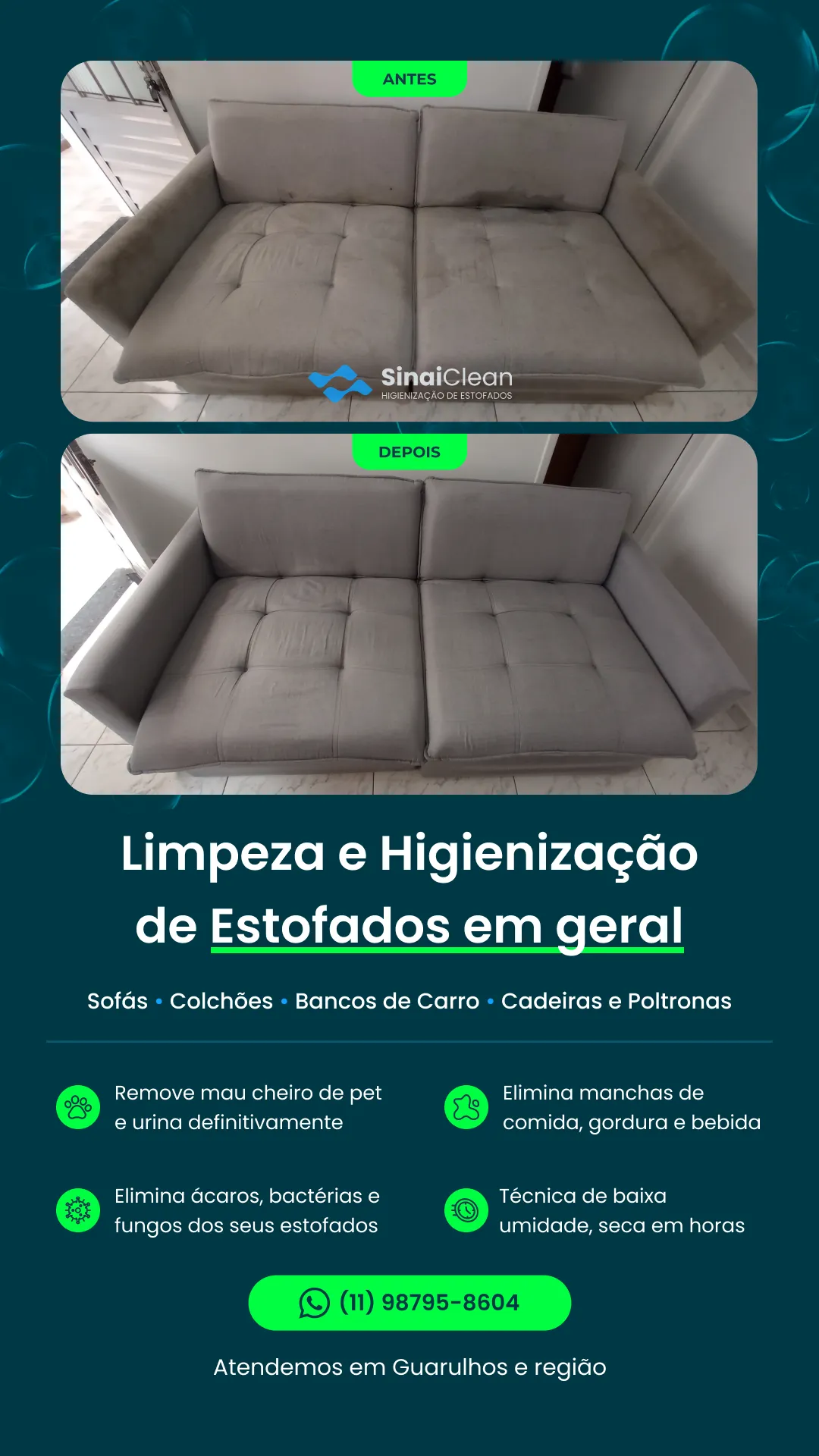 Limpeza de sofá em Guarulhos