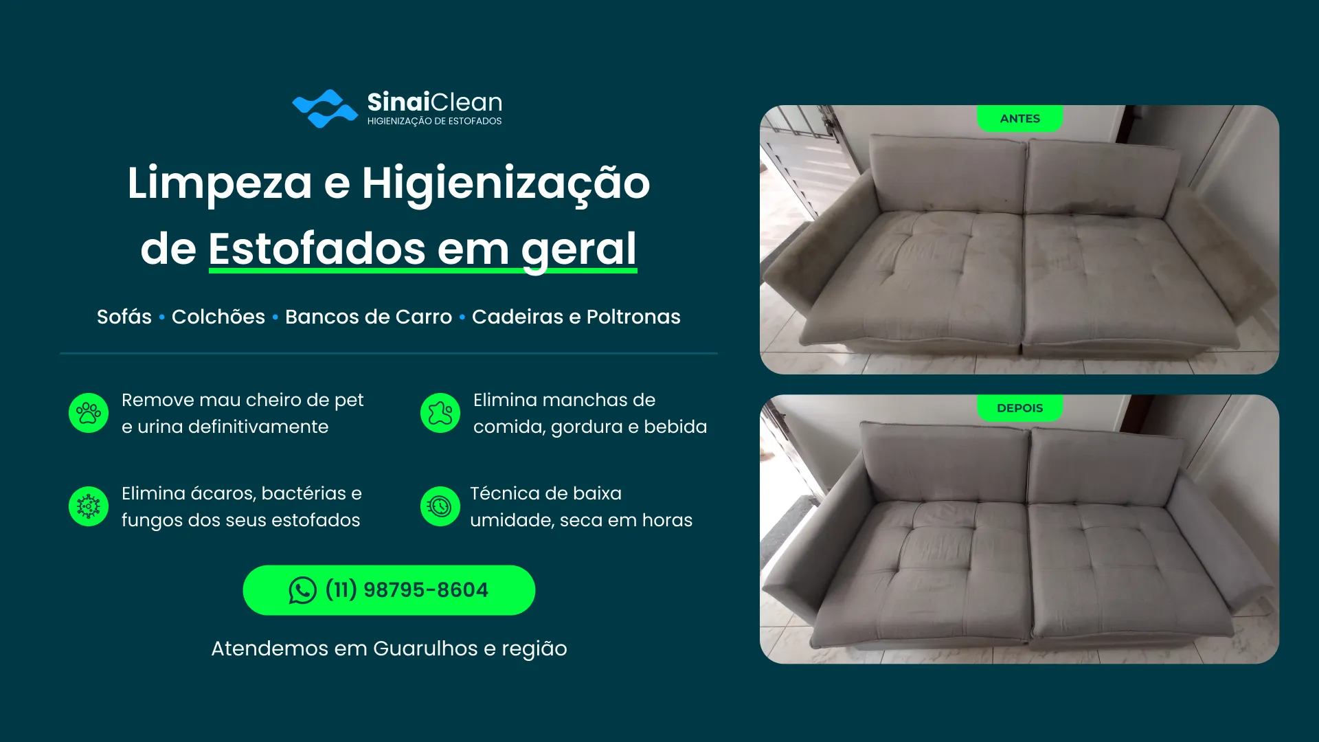 Limpeza de sofá em Guarulhos